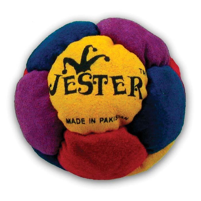 Colorful plush ball with 'Jester' branding on a white background