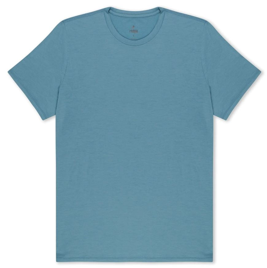 ridge merino journey tee in color smoke blue, front view