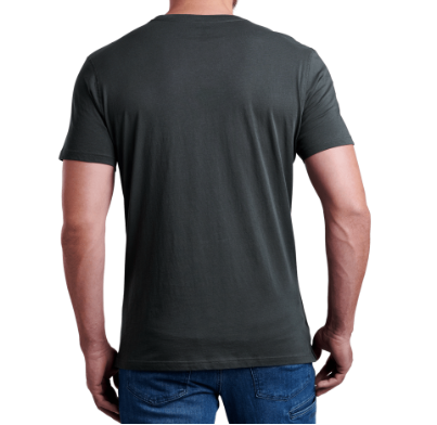 kuhl mens superair tee in carbon back view on a model
