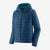 patagonia womens down sweater hoody in the color lagom blue, front view