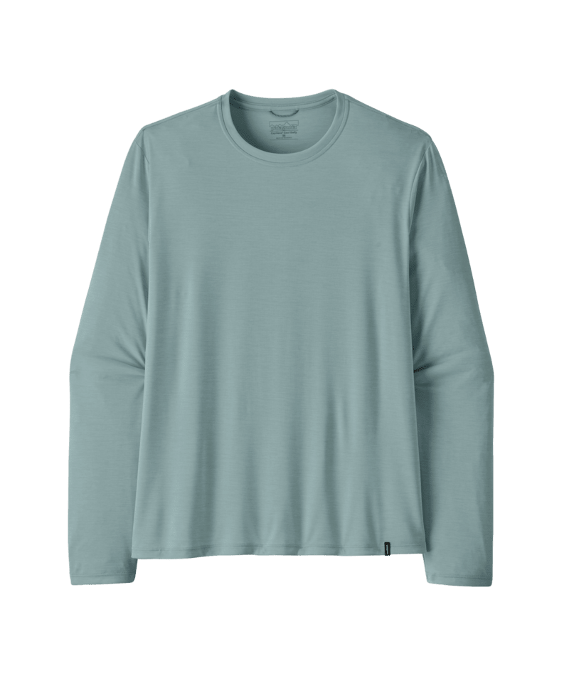 Light blue long-sleeve shirt on a transparent background