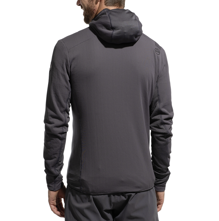 la sportiva mens big wall hoody in onyx back view on a model