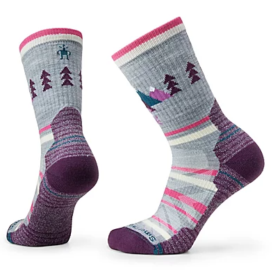 the smartwool womens hike light cushion under the stars crew socks in the color light grey