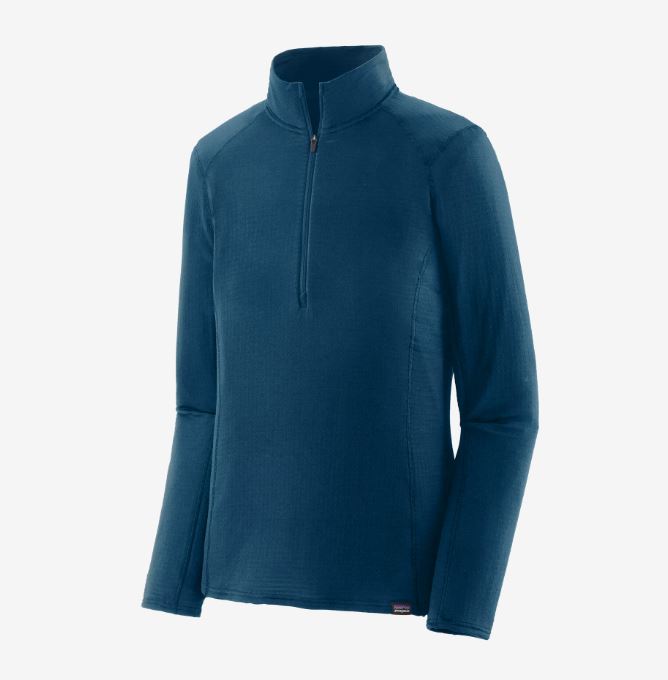 patagonia womens capilene thermal weight zip neck in the color lagom blue