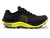 a photo of the topo mountain racer 3 mens shoe in the color black/lime, side view