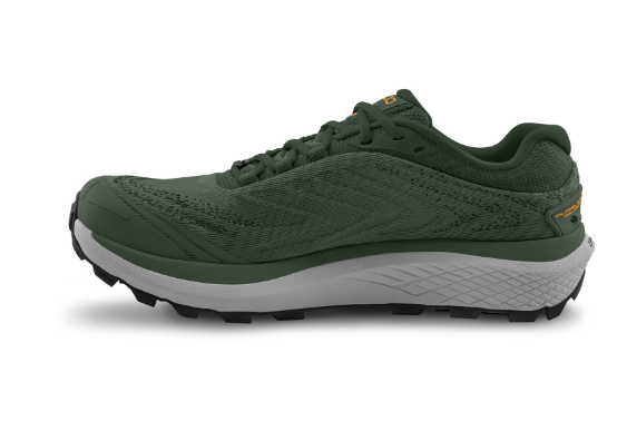 topo mens pursuit 2 shoe in the color green orange, side view