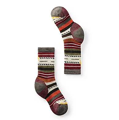 smartwool hike margarita crew kids sock in the color taupe