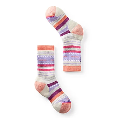 smartwool hike margarita crew kids sock in the color wild salmon