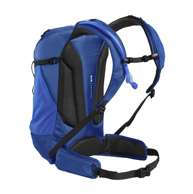 camelback rim runner 22x backpack in blue, three quarters view