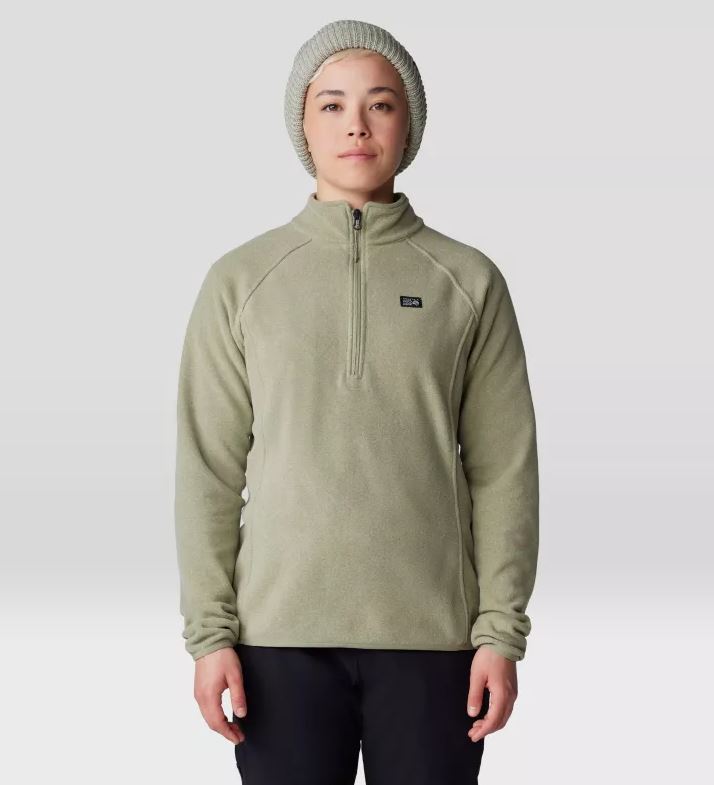 Mountain Hardwear Microchill 1/4 Zip Women's in Mantis Green Heather, front view