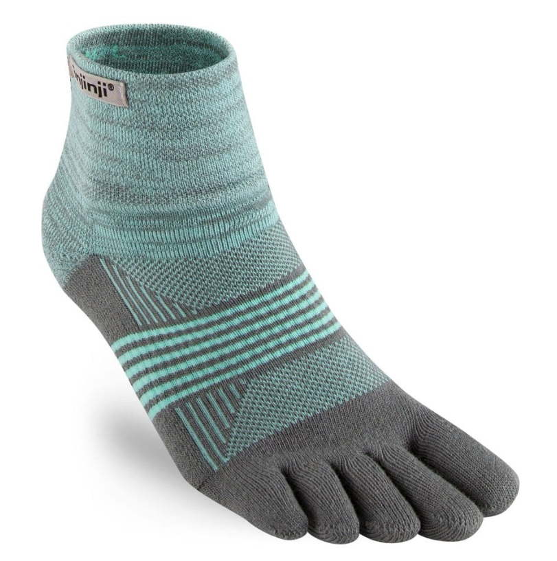 the injinji trail midweight micro crew womens sock in the color mint