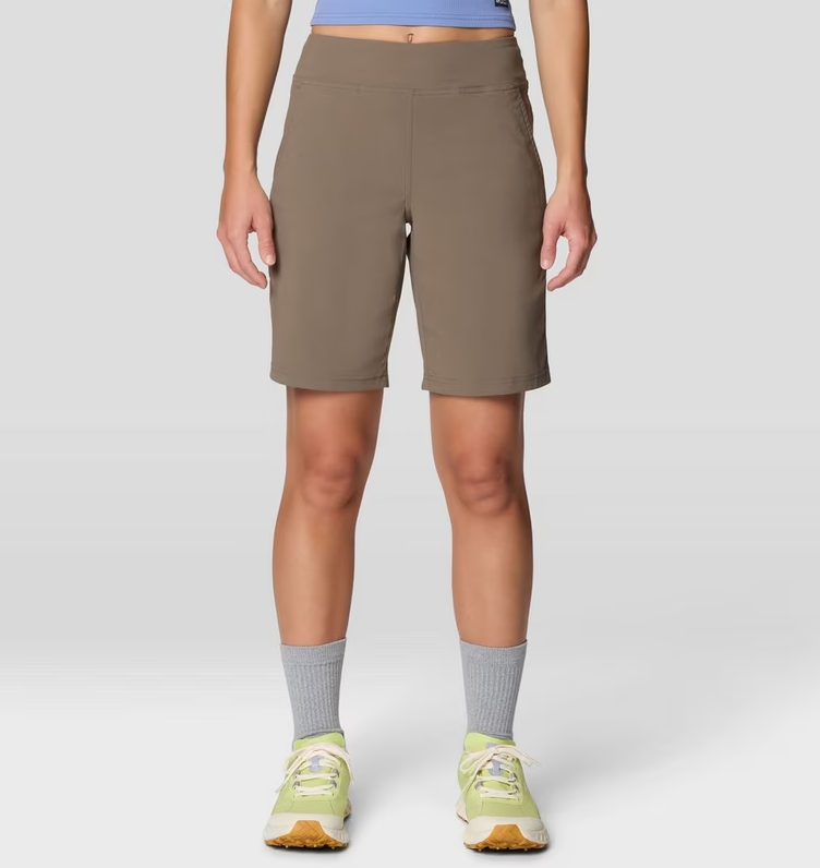 mountain hardwear dynama bermuda in tierra brown front view on a model