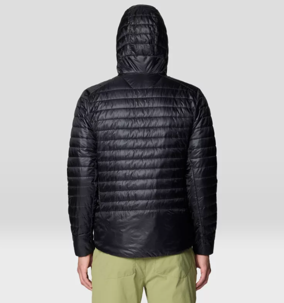 mens mountain hardwear ghost shadow jacket in black on a model back view