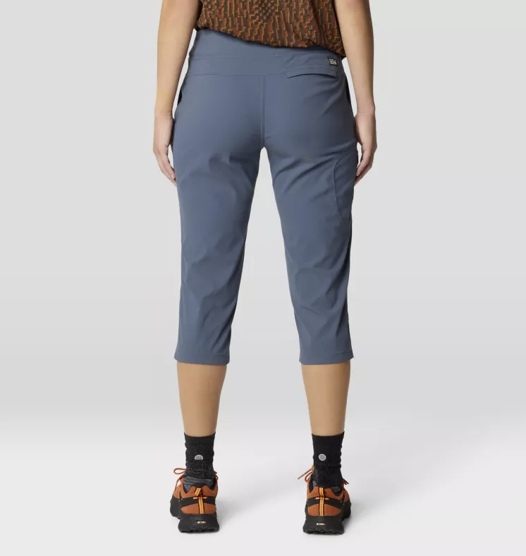 mountain hardwear dynama capri in moon blue back view on a model