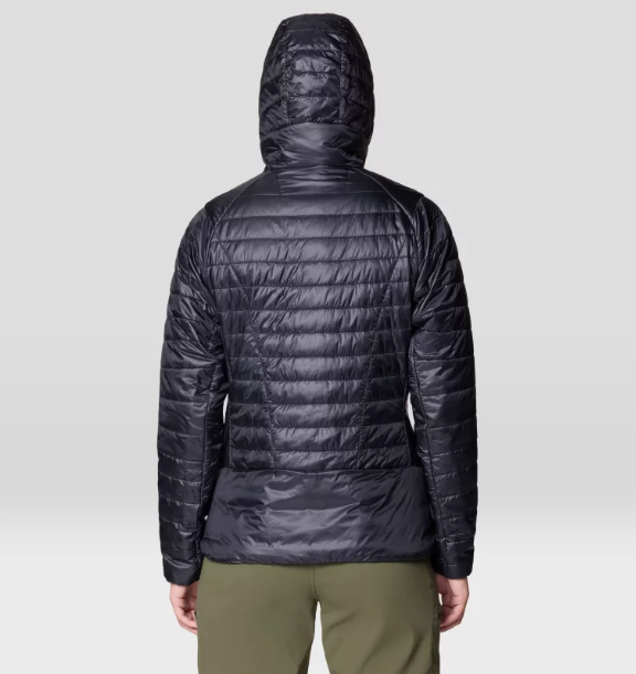 mountain hardwear ghost shadow jacket womens in black back view on a model