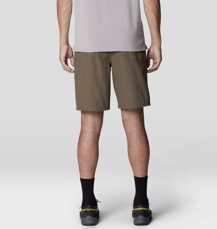 mountain hardwear mens belted stryder short in tierra brown back view on a model