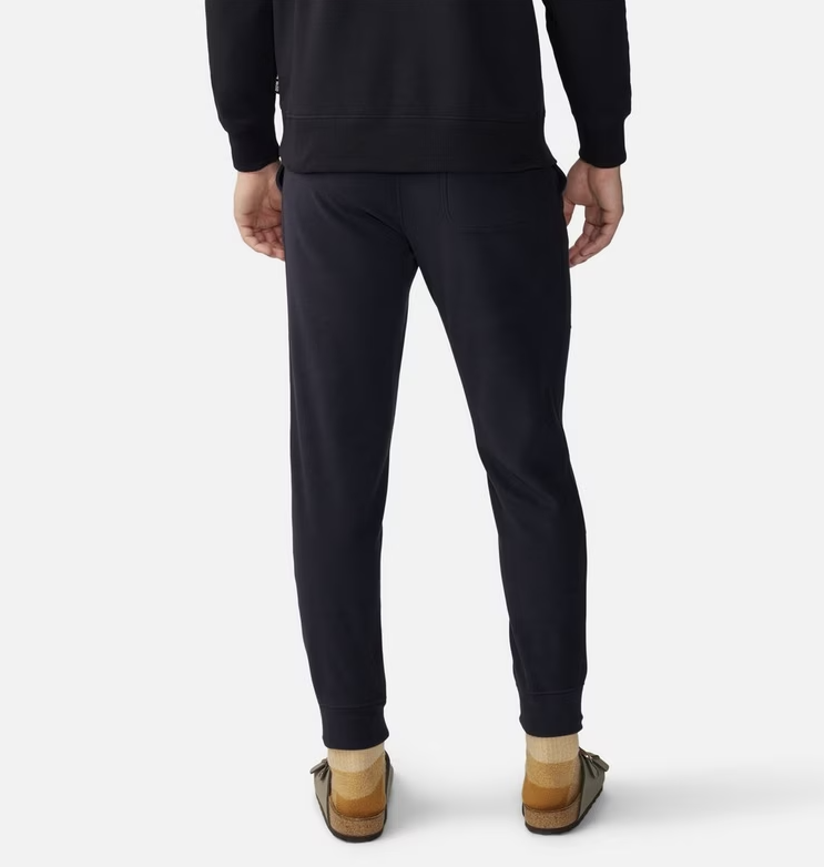 mountain hardwear mens microchill jogger  in black back view on a model
