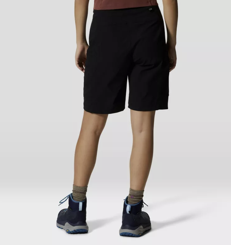 mountain hardwear womens dynama bermuda in black on a model back view