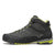 a photo of the asolo mens eldo mid leather goretex hiking boot in the color graphite green oasis, side view