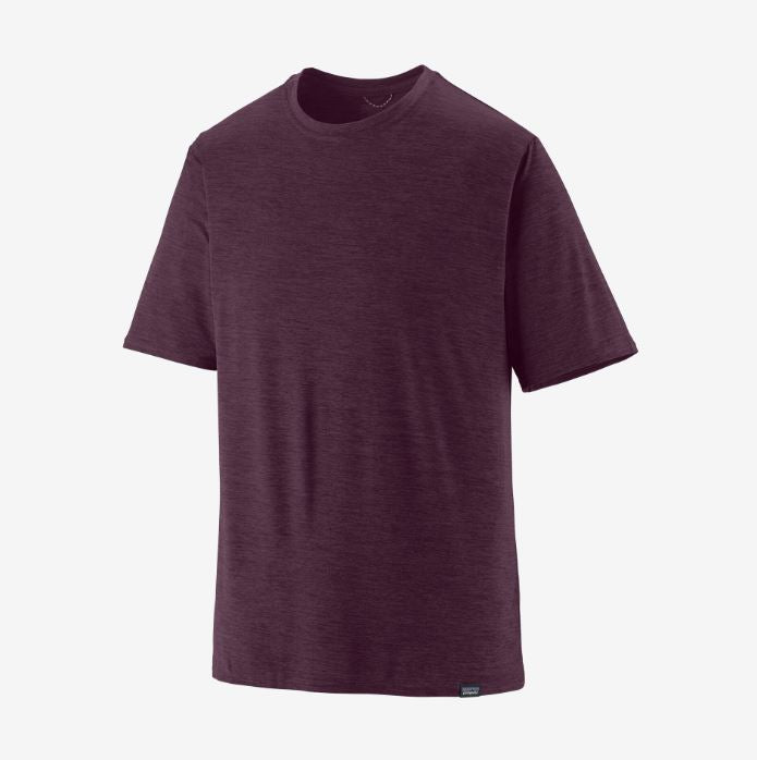 patagonia mens capilene cool daily shirt in the color night plum obsidian plum x dye front view