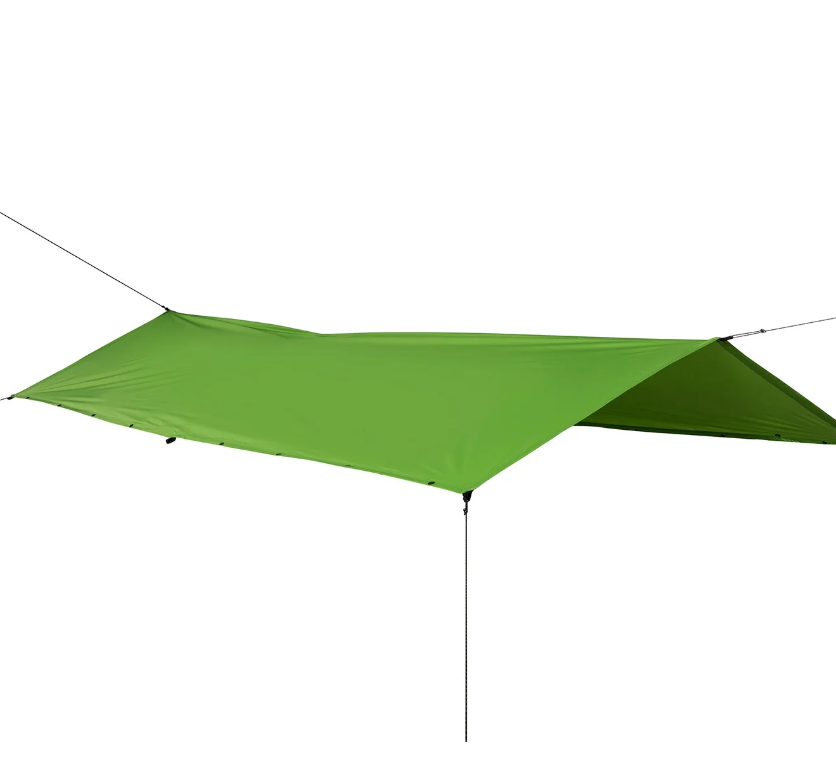 the sea to summit nylon tarp poncho set up as a shelter