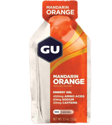 a gu packet in orange flavor
