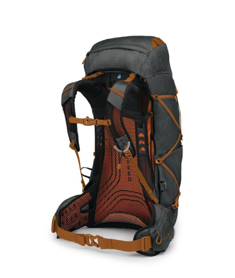 osprey exos 48 in charcoal back view