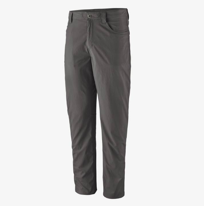 the patagonia mens quandary pant in the color forge grey, front view