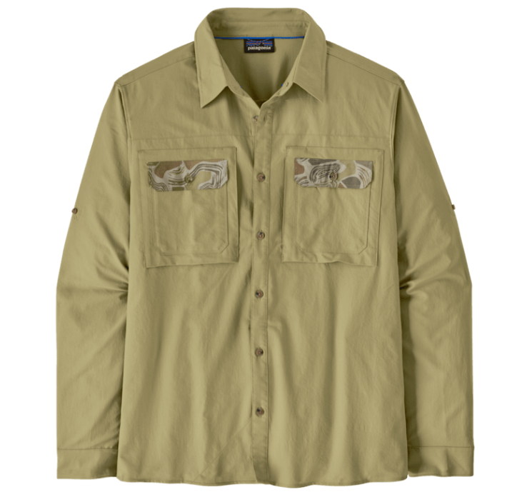 patagonia self guided hike shirt in gumtree green
