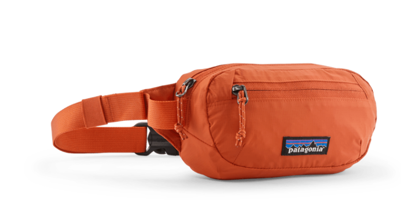 patagonia terravia hip pack 1l in coal orange
