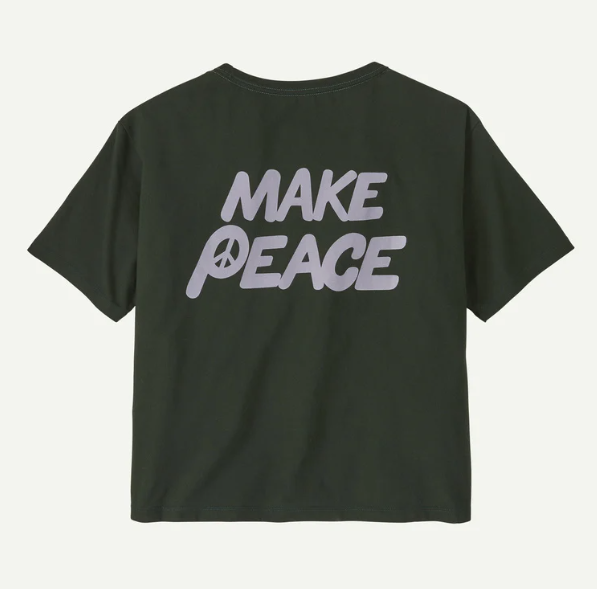 patagonia womens balance tee in old growth green back view