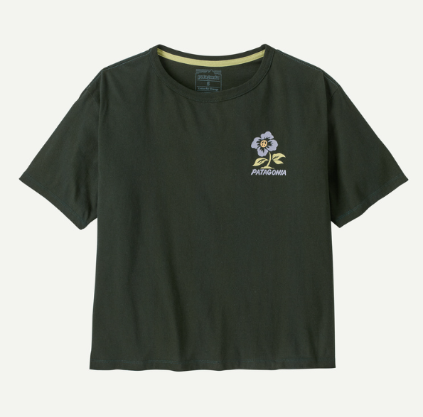 patagonia balance tee in old growth green front view