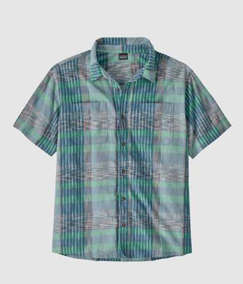 patagonia mens back step hemp shirt in still blue