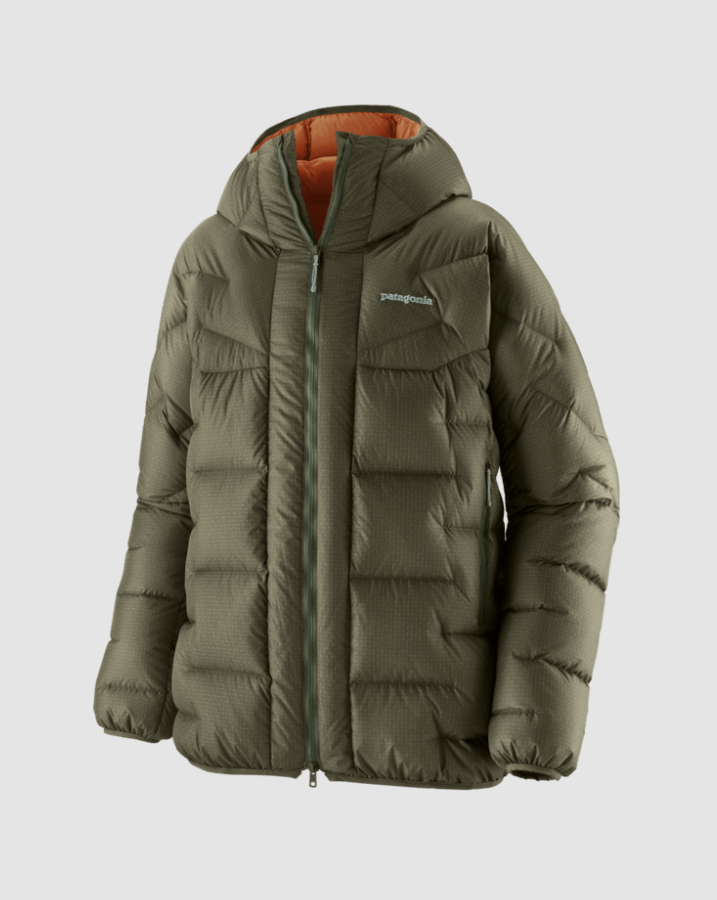 pataonia mens durable parka in basin green
