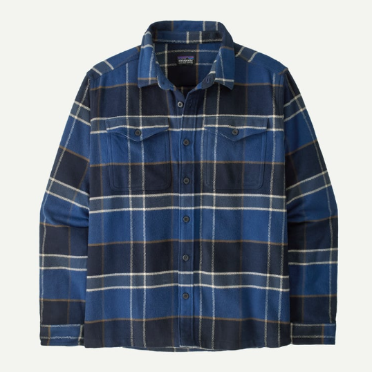 patagonia mens fjord flannel in sunken blue