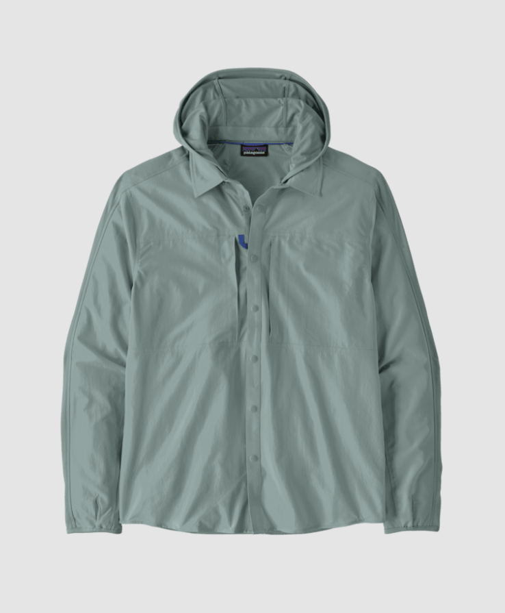 patagonia mens river rambler sun hoody in color sage green