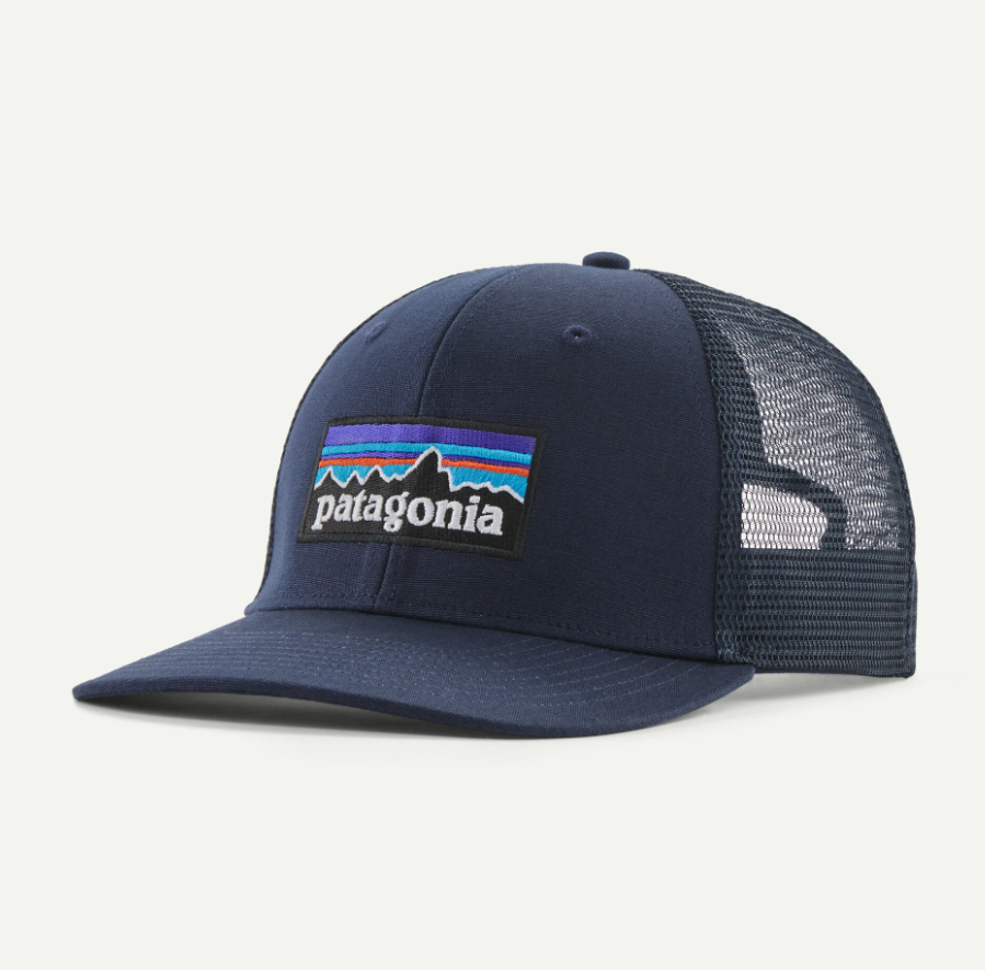 patagonia p6 logo trucker hat in new navy