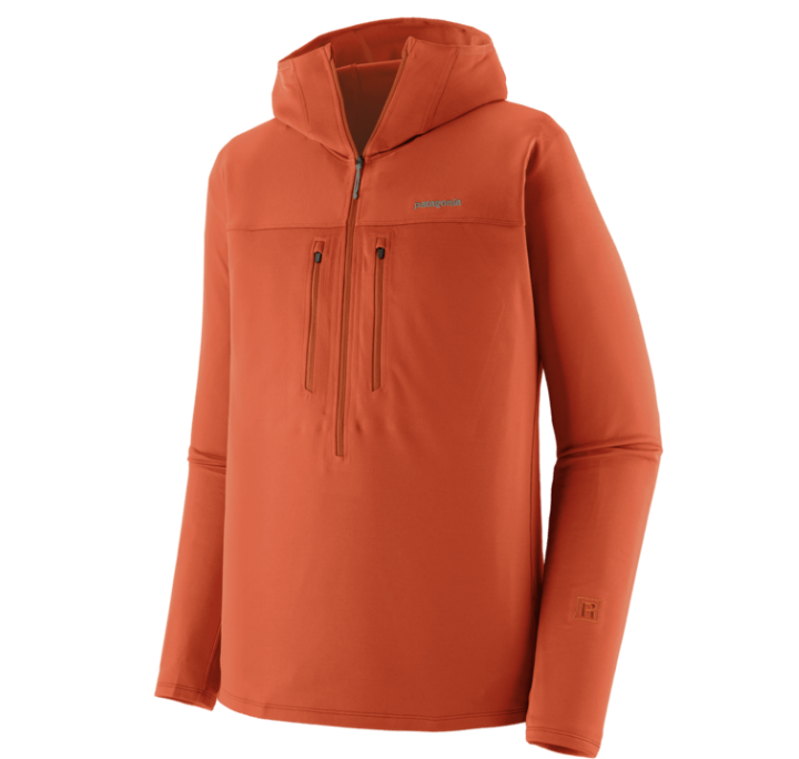 patagonia r1 air ultralight in coal orange