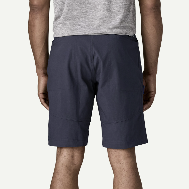 patagonia venga shorts in smolder blue back view on a model