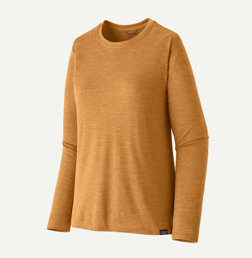 patagonia womens capilene cool long sleeve in talon gold
