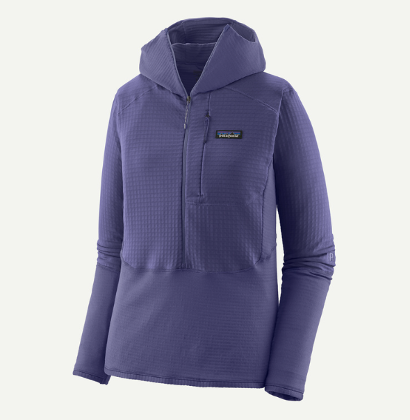 patagonia womens r1 hoody in solstice purple front view