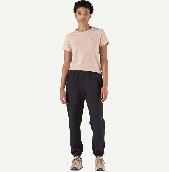 patagonia womens unity fits sweatpants uprisal in black, front view on a model