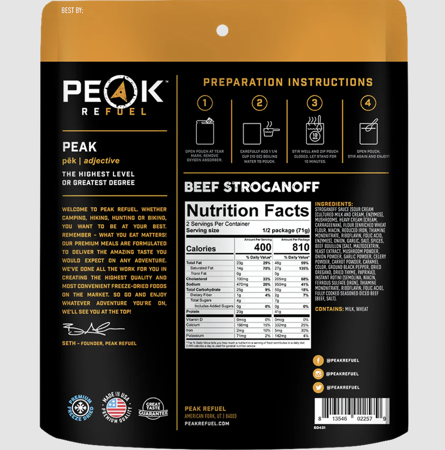 peak refuel beef stroganoff back