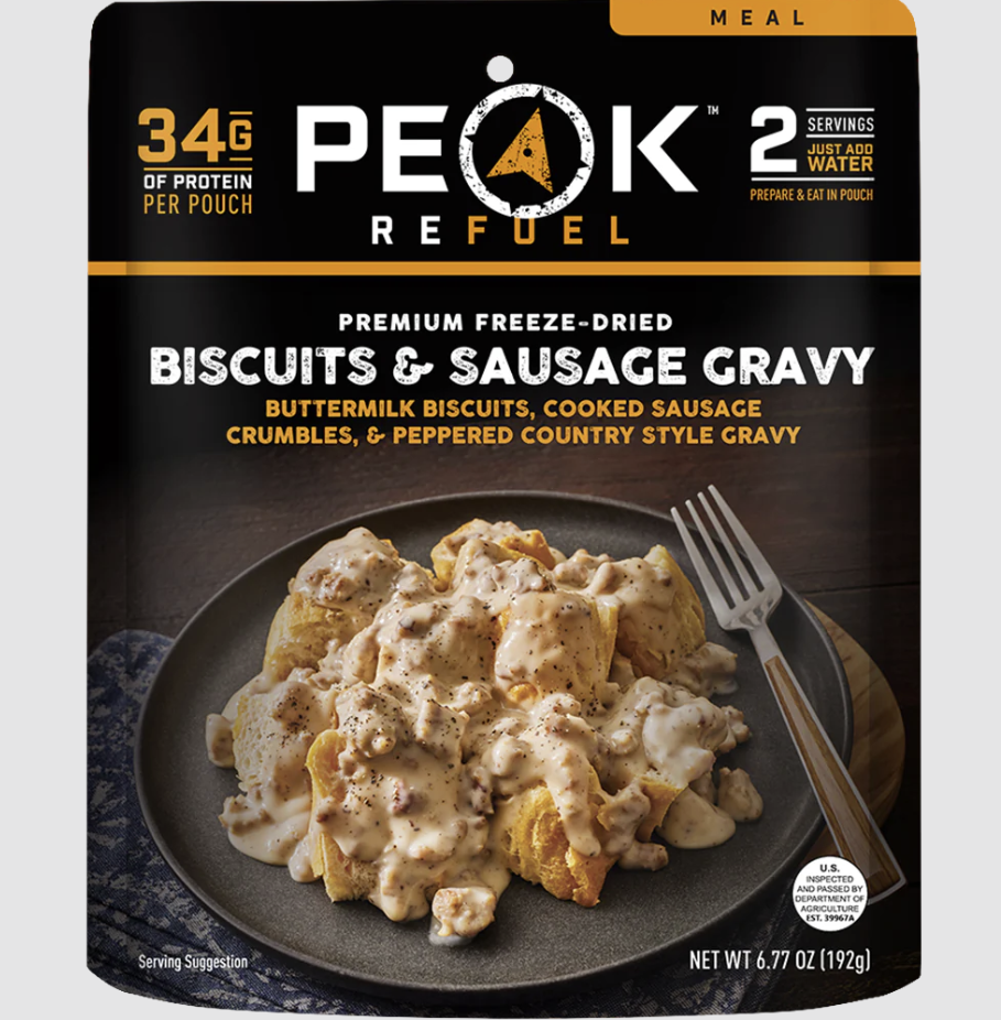 peak refuel biscuits and gravy front