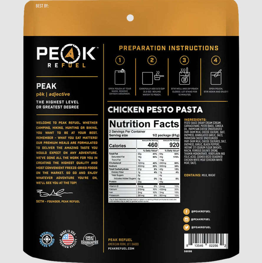 peak refuel pesto pasta back