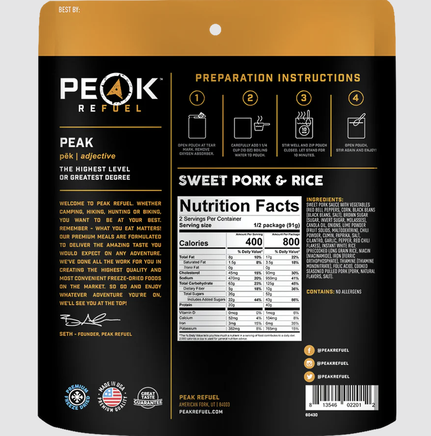 peak refuel sweet pork back