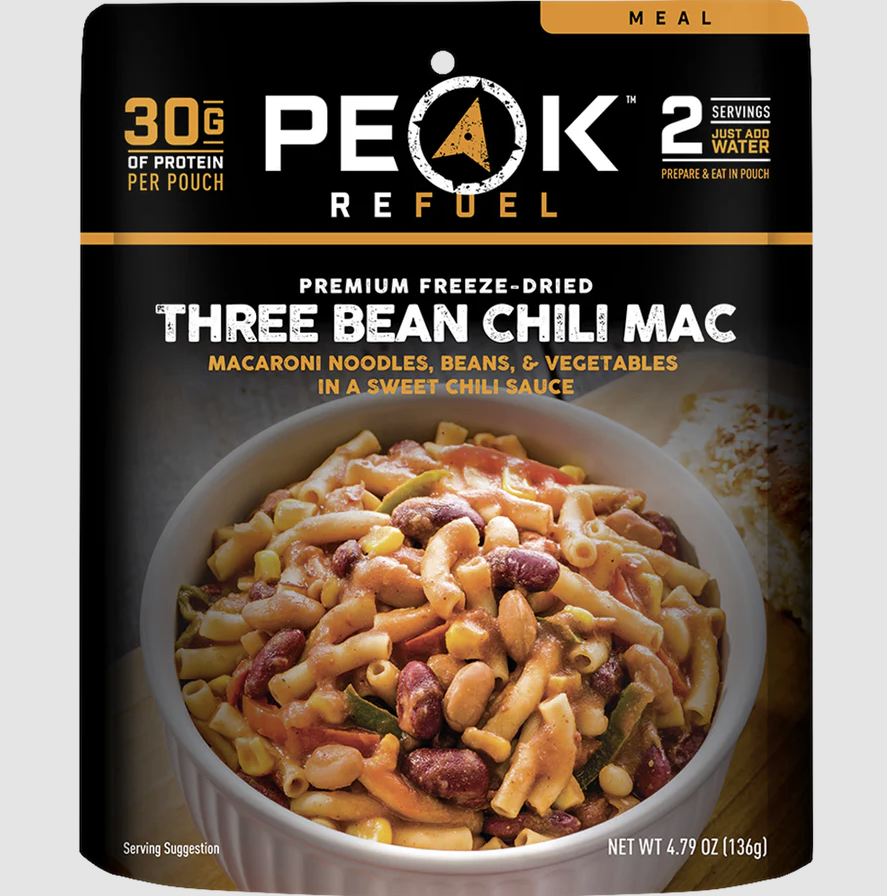 peak refuel three bean chili mac front