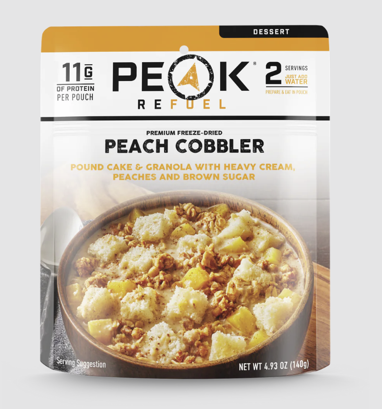 peak refuel peach cobbler front