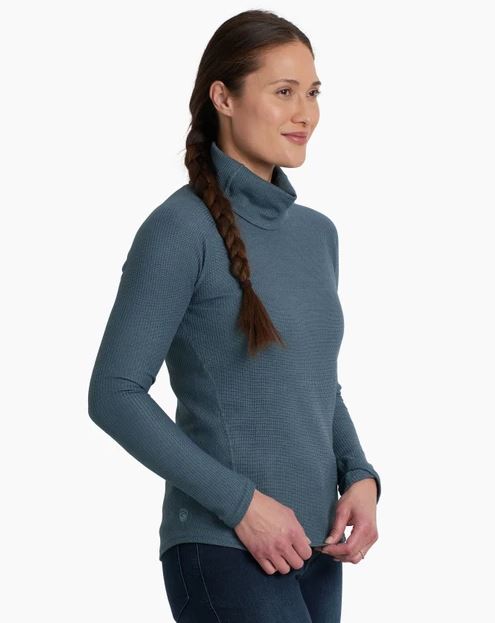 Kuhl Petra Women's Turtleneck Sweater mineral blue, side view