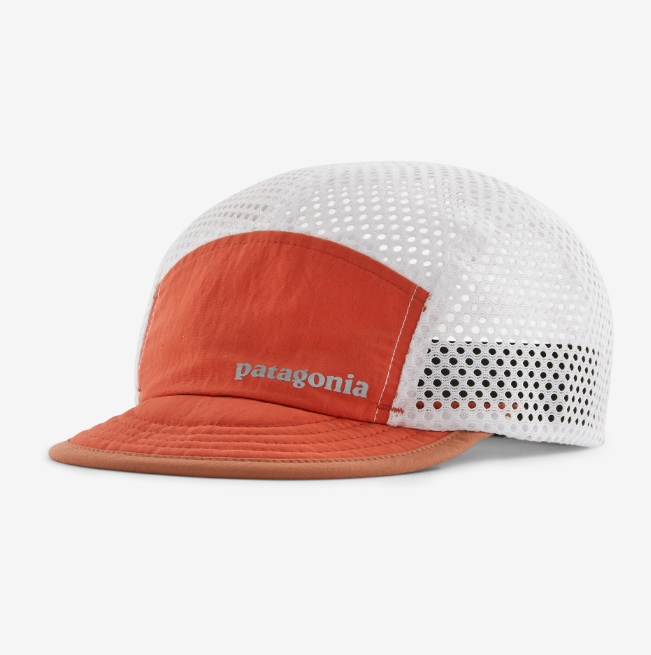 the patagonia duckbill cap in the color pimento red